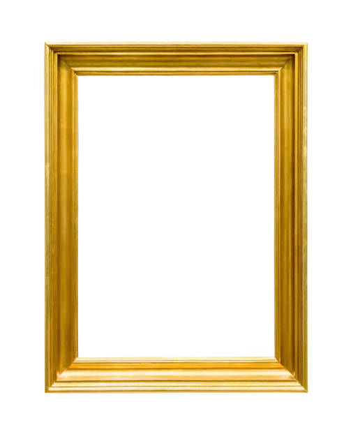 istock Wooden golden colored picture frame on white background 1267946051