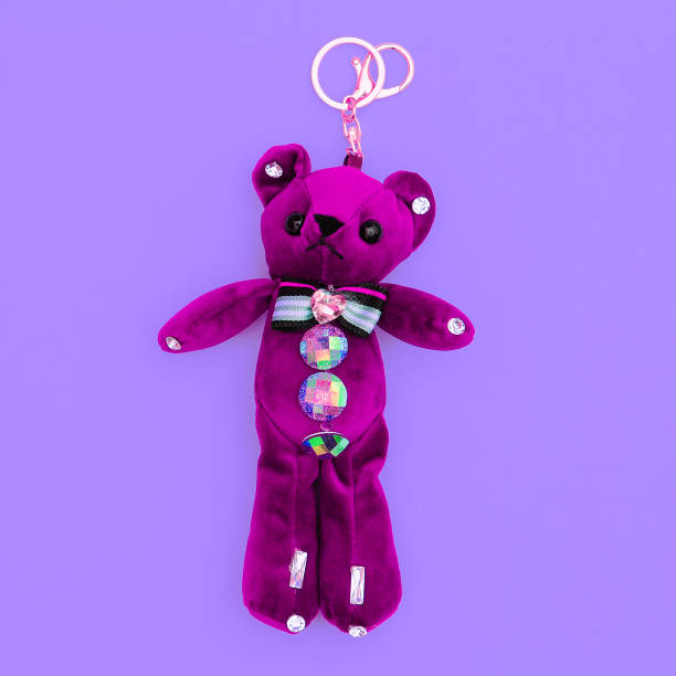 istock Stylish teddy bear keychain. Minimal art 1267946190