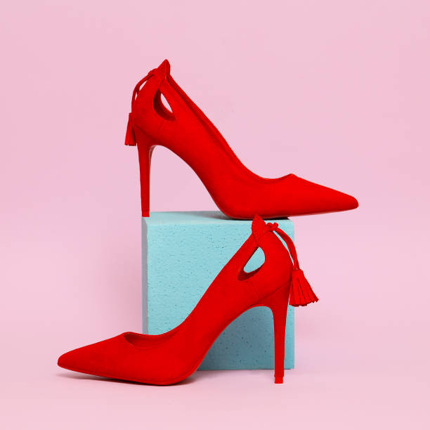 istock Red Lady shoes. Minimal stylish concept 1267946928