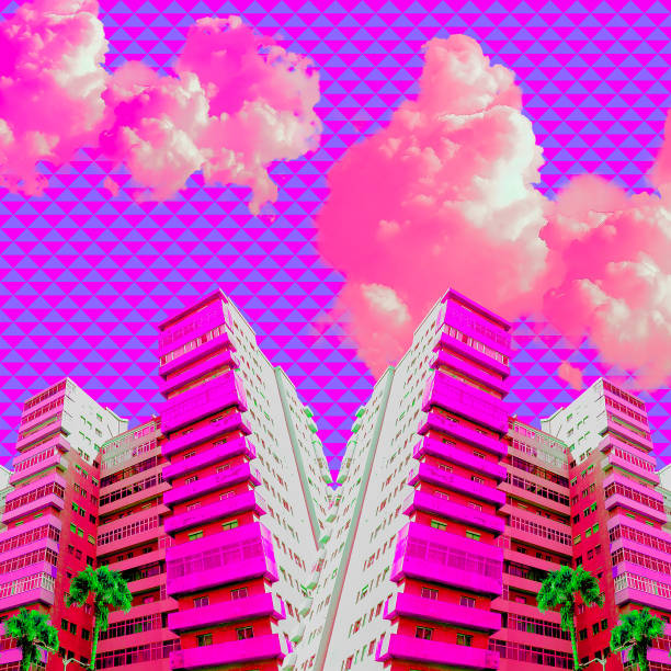 istock Contemporary art collage. Geometry and architecture creative mix. Beach pink vacation vibes 1267948098