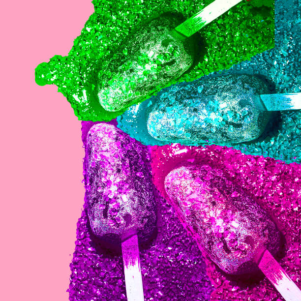 Contemporary art collage. Colorful Melted ice cream. Creative minimal design