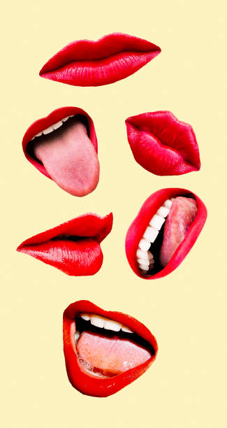 istock Aesthetic moodboard. Set Lips emotions 1267949686