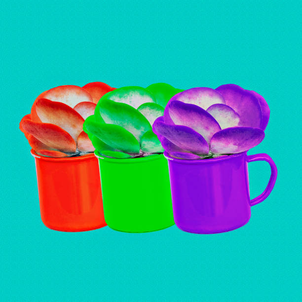 istock Contemporary art collage. Colorful plants in the cups. Creative design 1267952170