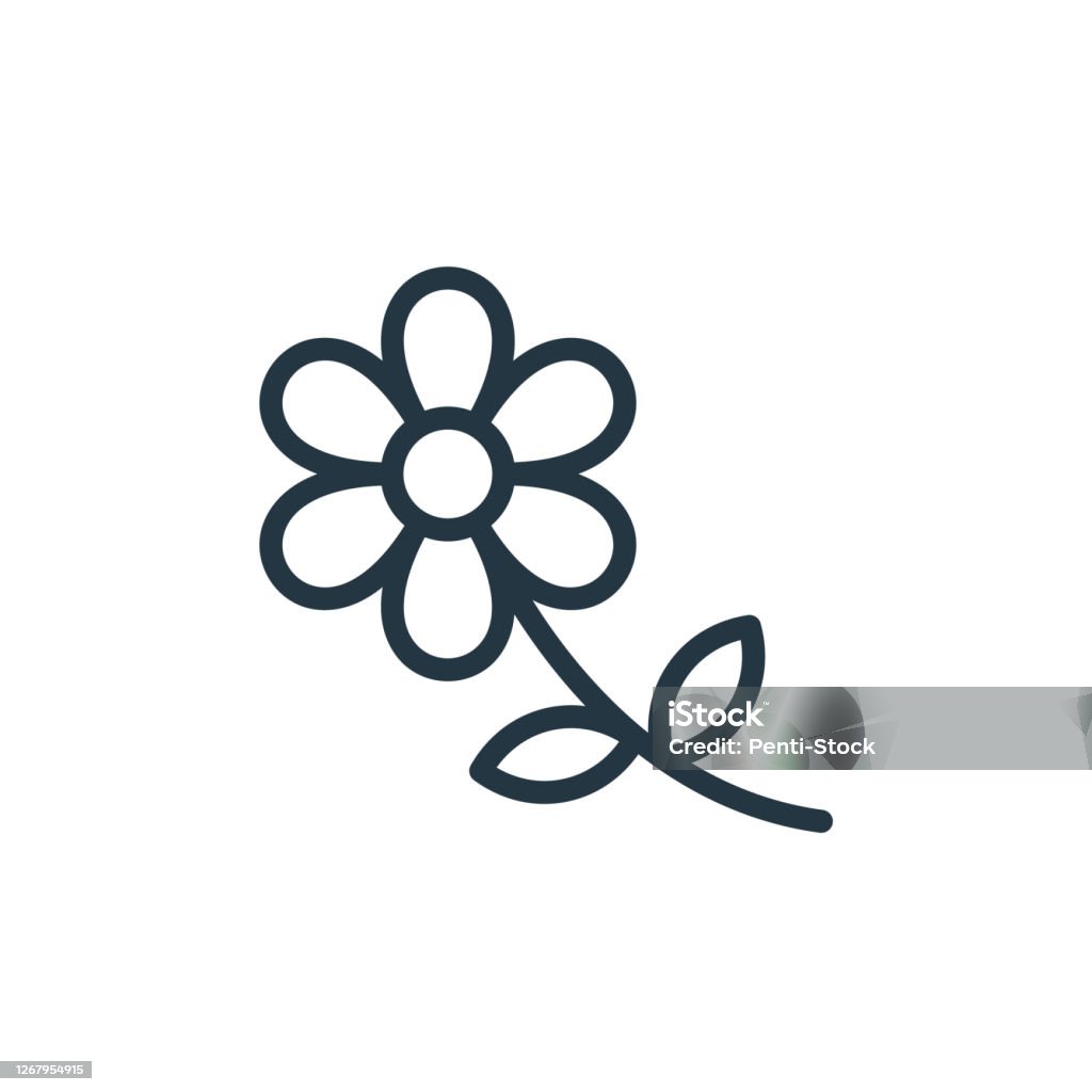 Flower Vector Icon Isolated On White Background Outline Thin Line ...