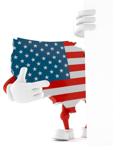 istock USA character holding blank flag pointing finger 1267956086
