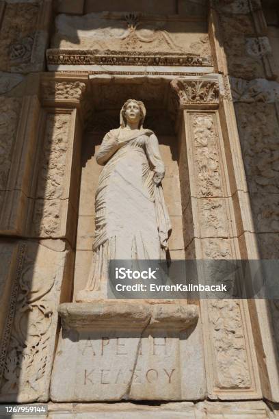 Personification Of Virtue Arete Statue In Ephesus Ancient City Selcuk Town Izmir City Turkey Stock Photo - Download Image Now