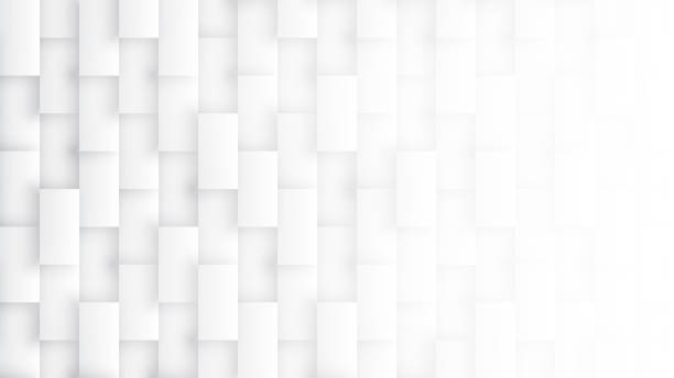 3D Rectangles Pattern High Technology Simple White Abstract Background stock photo