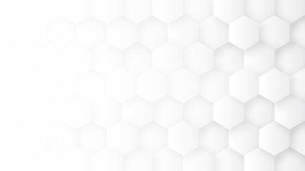 Tech 3D Hexagon Blocks Abstract White Background stock photo