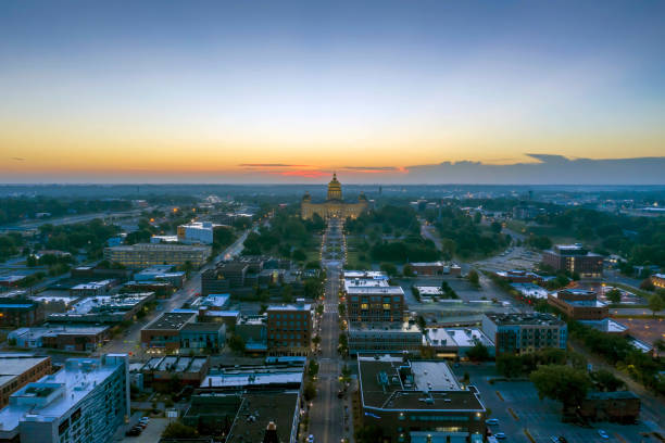 Iowa State Capitol at Sunrise stock photo