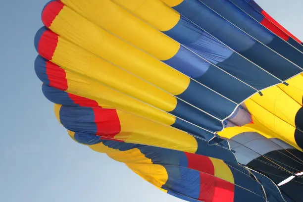 Close up of deflating hot air balloon