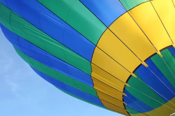 Closeup of a colorful hot air ballon