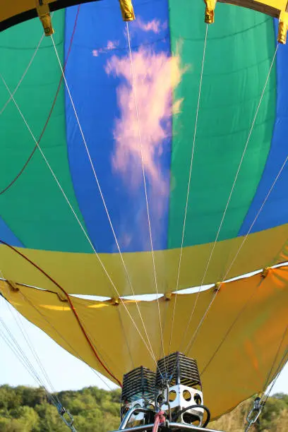 Close up of a hot air balloon gas burner in action
