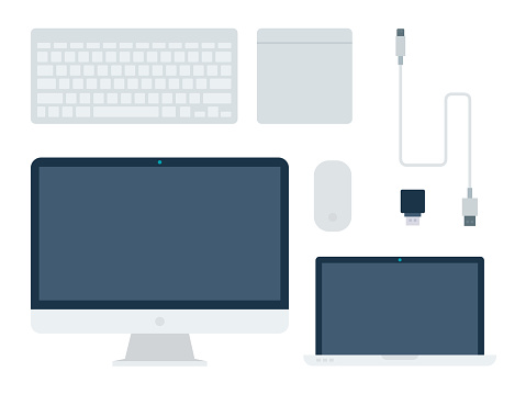 Computer Components With Visuals A Set Of Computer Components Vector Illustration In A Flat Design Stock ...