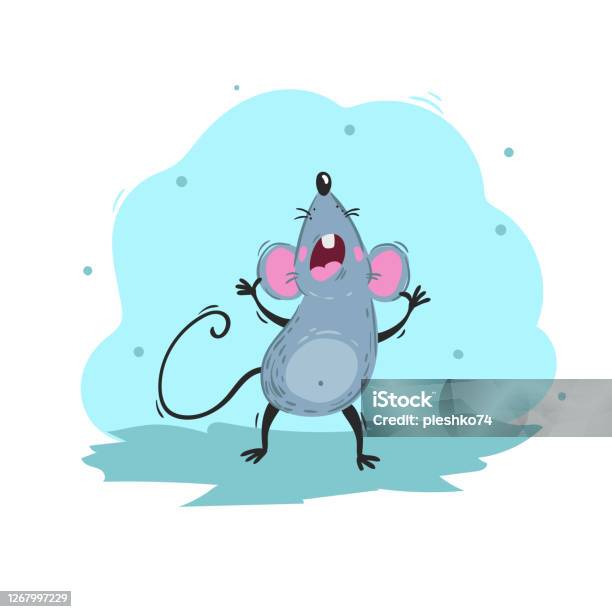 Cartoon Funny Mouse Singing A Song 2020 Year Chinese Symbol Comic Mascot  Screams Rat Or Mouse Character Rodent Animal Scratchy Style Vector  Illustration On Colorful Background Stock Illustration - Download Image Now  - iStock