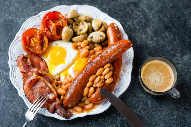 istock plate of rustic full english breakfast 1267999043