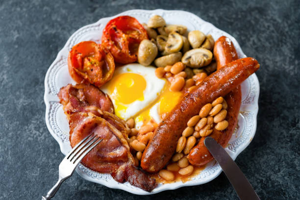 istock plate of rustic full english breakfast 1267999590