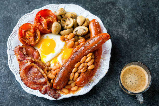 istock plate of rustic full english breakfast 1267999612