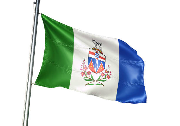 istock Yukon of Canada flag waving white background 1268019882
