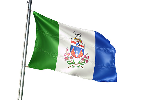 Yukon of Canada flag waving with white background 3d illustration