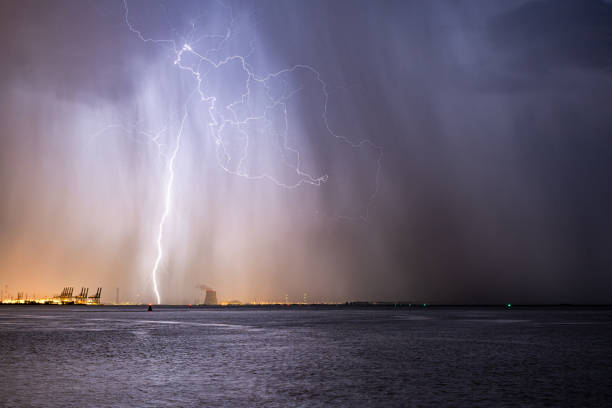 istock Lightning strikes close to a nuclear power plant 1268023419