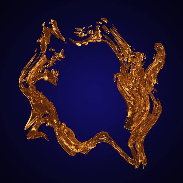 istock Golden abstraction in the shape of a circle on a blue background 1268024249