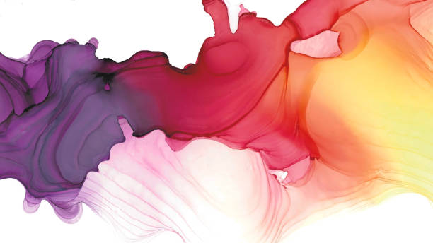 ilustrações de stock, clip art, desenhos animados e ícones de high resolution luxury abstract fluid art painting in alcohol ink technique, mixture of purple, red and yellow paints. soft gradient transition. tender and dreamy design. - wine abstract drink alcohol