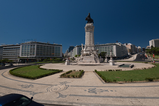 Lisbon, Portugal - July 24 2016: Marquis of Pombal square.