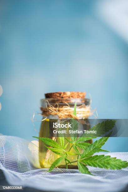 Cannabis Medical Oil Packed In A Small Bottle Stock Photo - Download Image Now - Cannabis - Narcotic, Cannabis Plant, Essential Oil