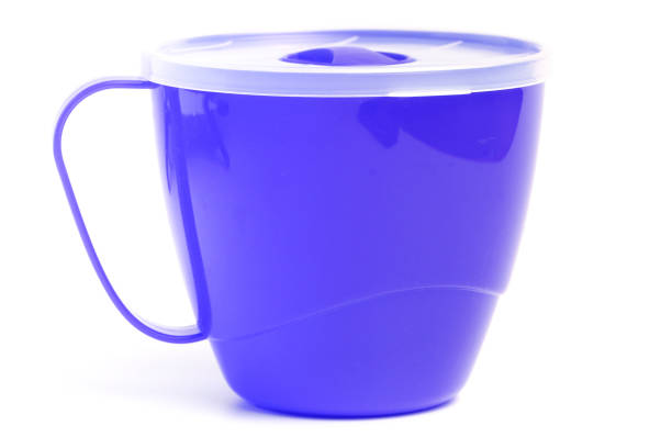 istock Dark blue mug for soup or broth with a lid on a white background, isolate, close-up. 1268037147