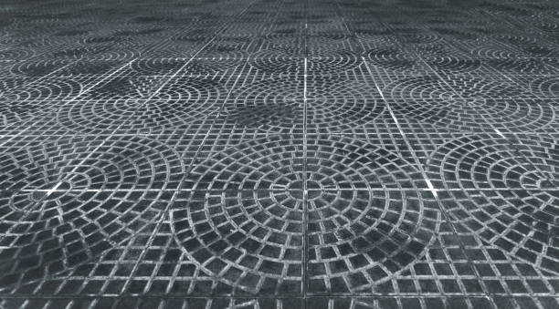 pattern of cement circle floor on outdoor street