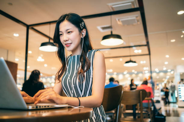 istock Asian woman working in cafe 1268039242
