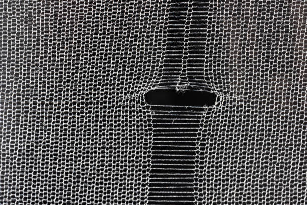 Macro photo of fabric threads on pants