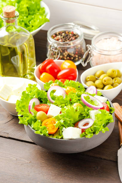 istock Food background with healthy salad 1268041677