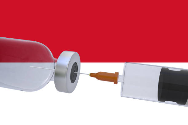 istock 3D Illustration vaccine container bottle accompanied by a syringe with Monaco flag covid19 covid-19 coronavirus. 1268046446