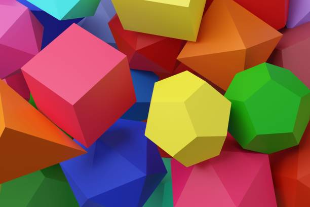 istock Polyhedra of different colors. Platonic solids. 3d illustration. 1268049961