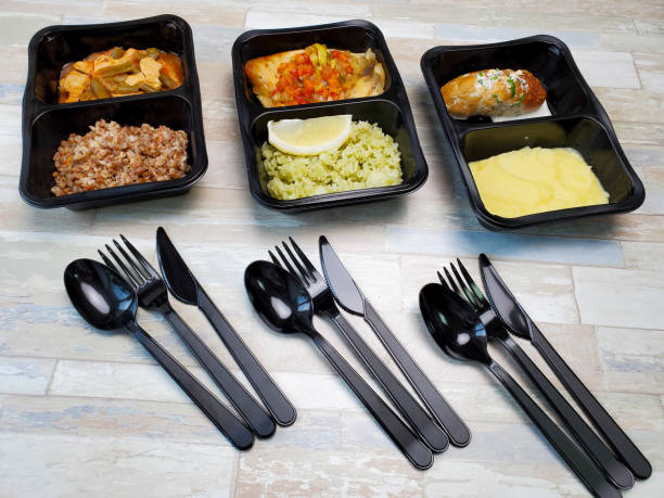 istock Containers with useful food on an isolated background. Delivery service 1268053345