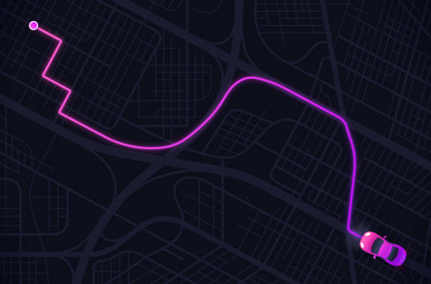 mapa cíle městské jízdní sítě plánování tras - řízení auta přesun motorového vozidla stock ilustrace