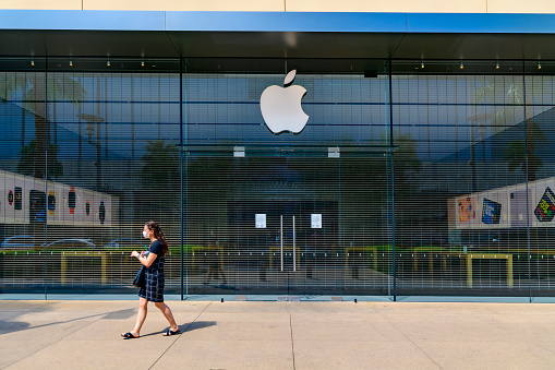 Summerlin, Nevada, United States - August 22, 2020: Apple store close during Corona Virus pandemic in Summerlin Nevada USA. Apple is one of the most famous high tech company in the world.