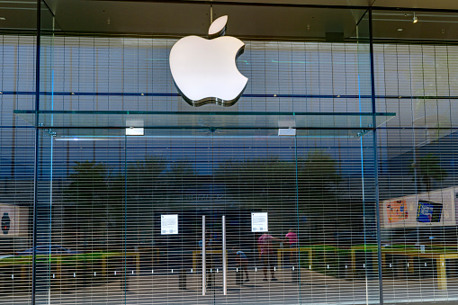 Summerlin, Nevada, United States - August 22, 2020: Apple store close during Corona Virus pandemic in Summerlin Nevada USA. Apple is one of the most famous high tech company in the world.