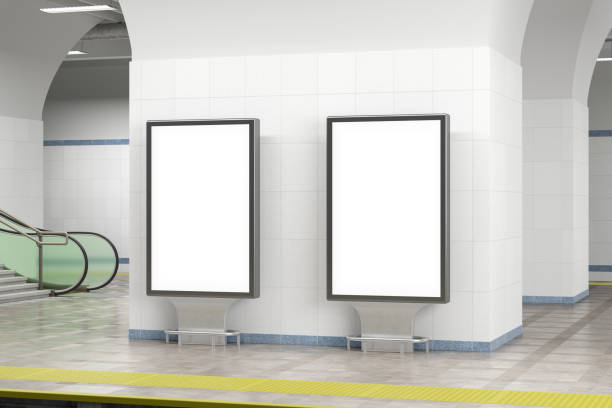 istock Billboard stands mock up on the underground subway station. 1268057190