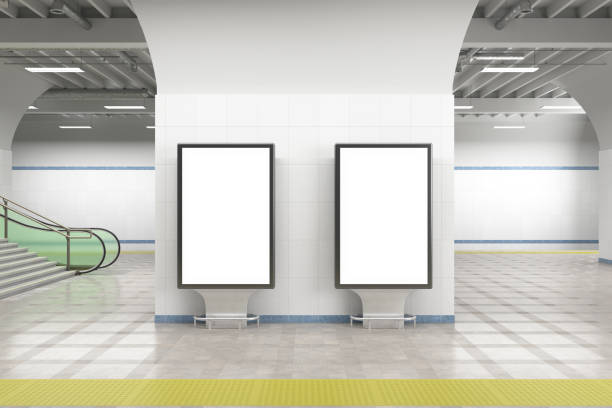 istock Billboard stands mock up on the underground subway station. 1268057204