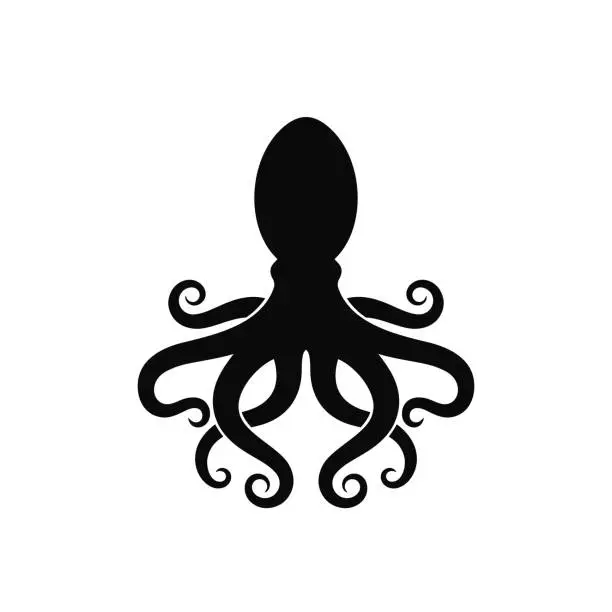 Vector illustration of Octopus logo. Isolated octopus on white background