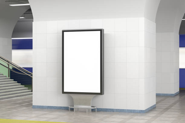 istock Billboard stand mock up on the underground subway station. 1268057220