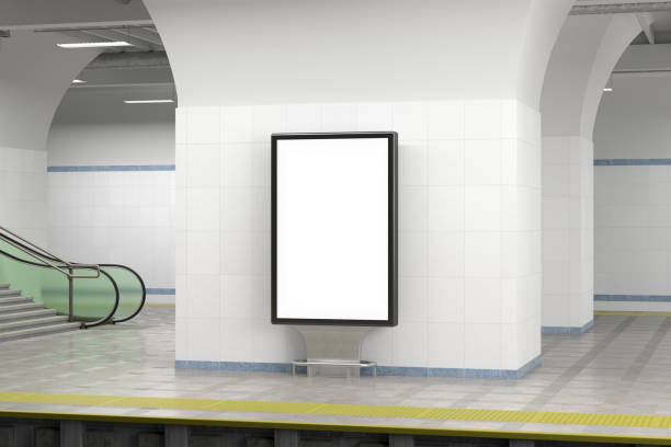 istock Billboard stand mock up on the underground subway station. 1268057235