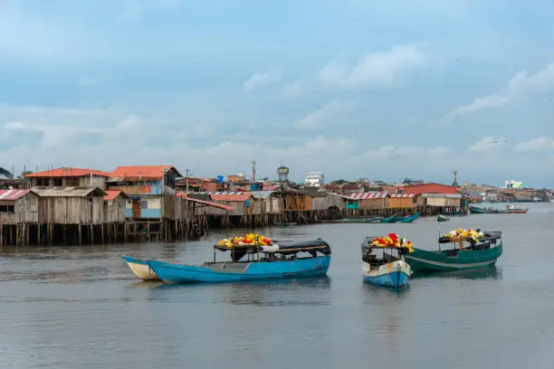Fishing village with their daily work boats. tumaco .Colombia
