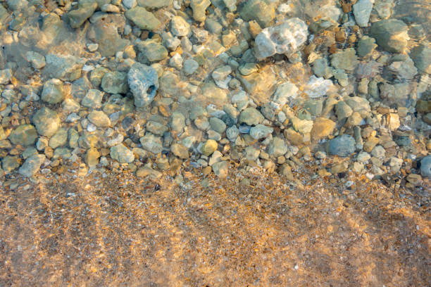 istock The sun shone through the stream on the pebbles 1268063084