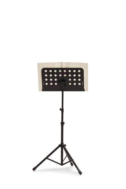Shot of a musical notebook on a tripod stand