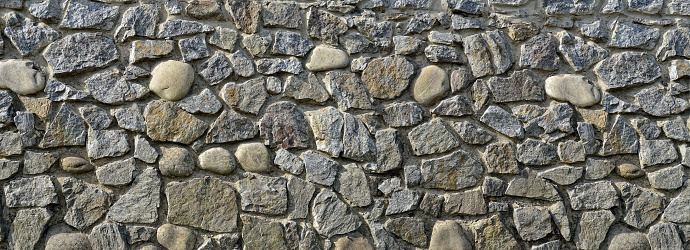 Texture of a wall built of granite stones.