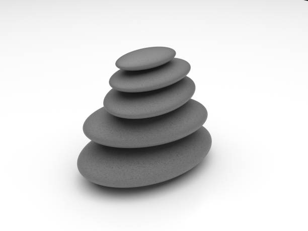 Decorative Modern Black Stones with a White Background