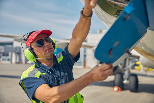 istock Focused young mechanic inspecting an aircraft vehicle 1268078288